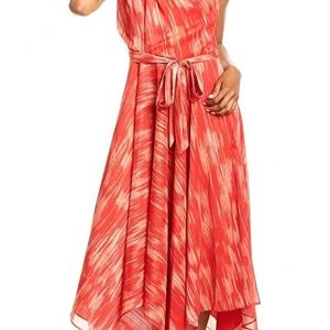 Halston One—Shoulder Empire Dress